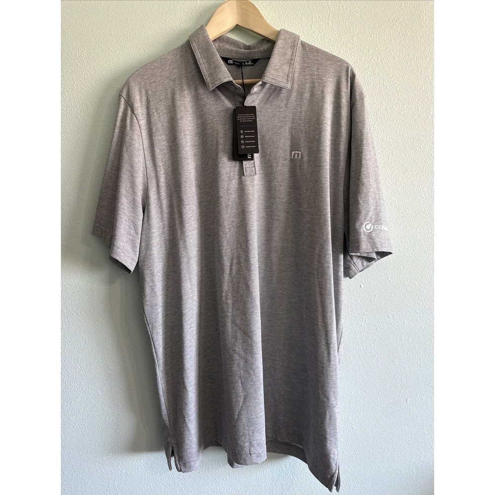 Travis Mathew Zinna Stripe Golf Polo Shirt Mens XXL  2XL Short Sleeve Gray NWT